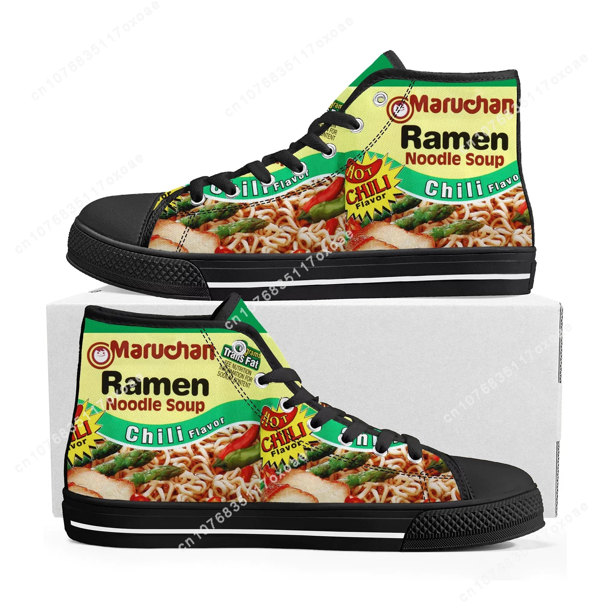 Maruchan Ramen Noodles High Top Sneakers Mens Womens Teenager High Quality Canvas Sneaker couple Casual Shoe Customize Shoes