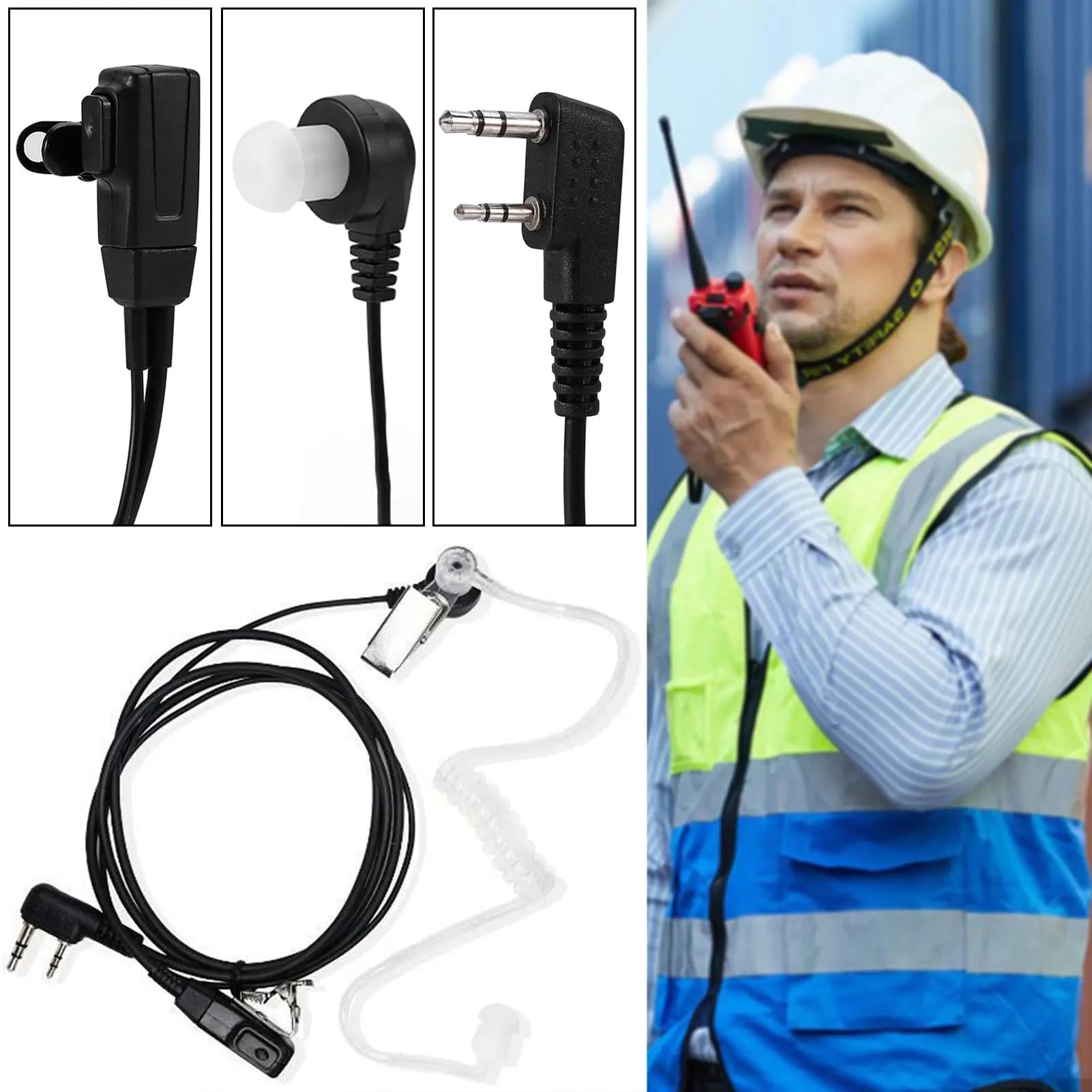 2 Pin Coverts Tubo acustico Walkie Talkie Auricolare con cancellazione del rumore Suono chiaro Auricolare radio bidirezionale per il ciclismo