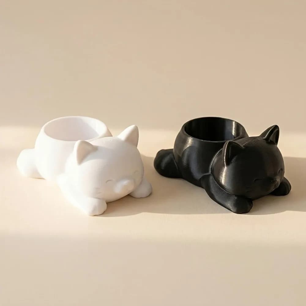 Funny 3D Printed Cat Flower Pot Cute Decoration Mini Plant Pot Multi-functional Ornaments Succulent Planter Office
