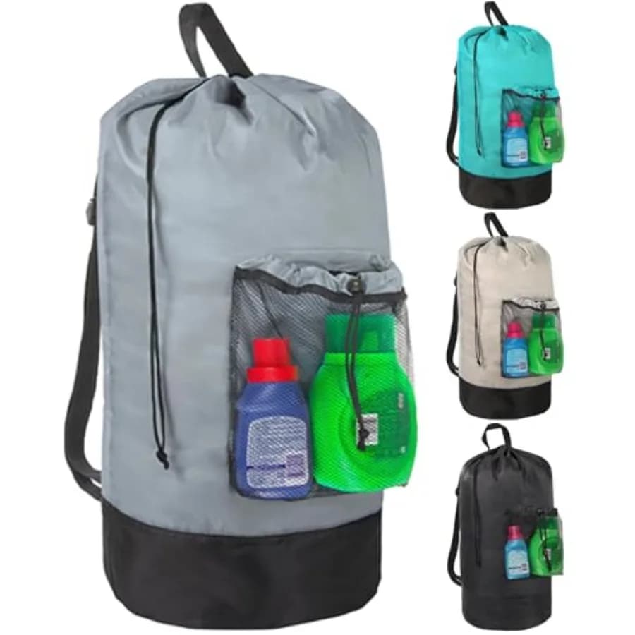 Laundry Bag Backpack with Shoulder Straps and Mesh Pocket Laundry Backpack Large Portable Laundry Hamper for College Laundromat