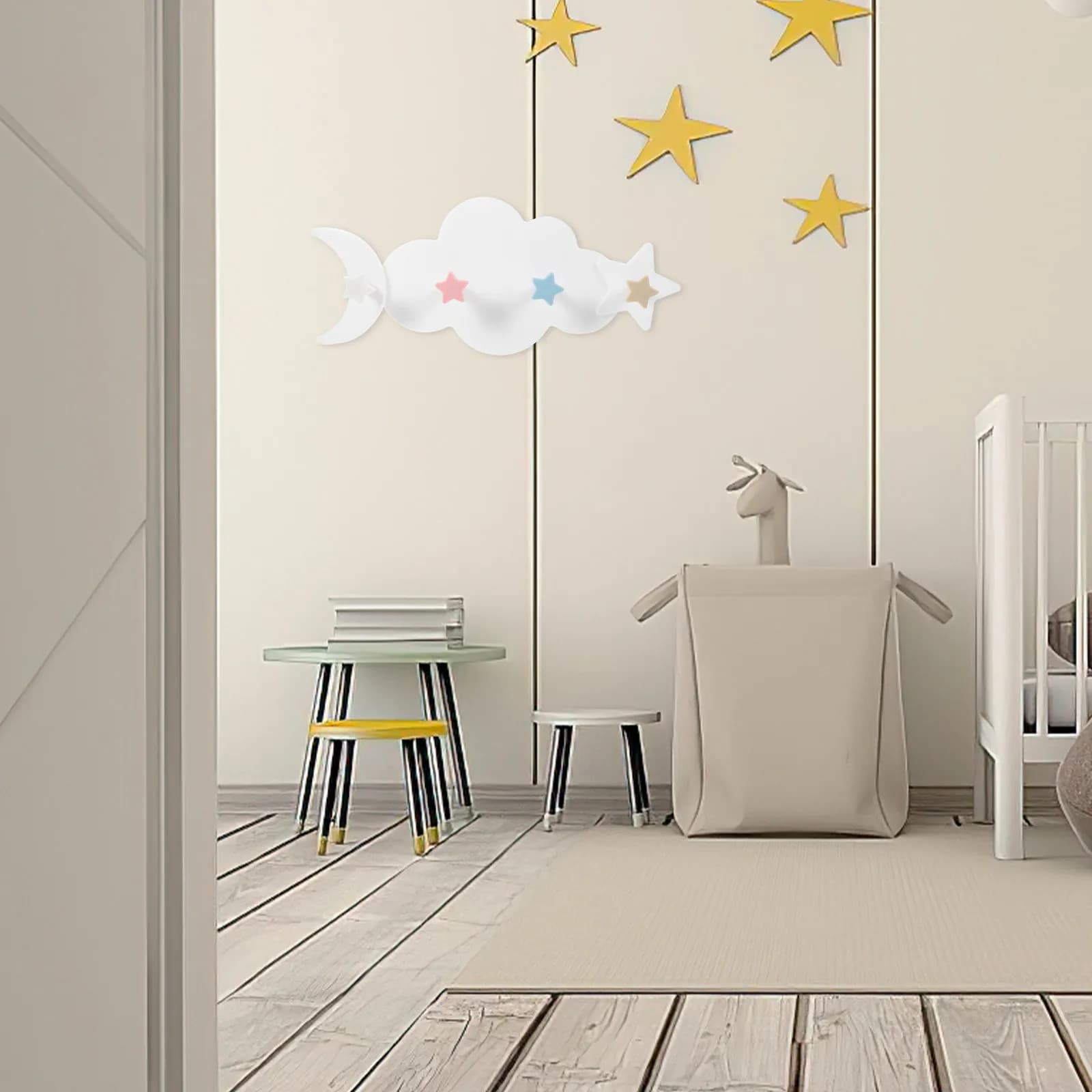 Gancio da Parete in Legno a Forma di Nuvola, Robusto e Leggero, Appendiabiti, Organizzatore per Cappotti, Borse e Accessori, Decorazione Murale
