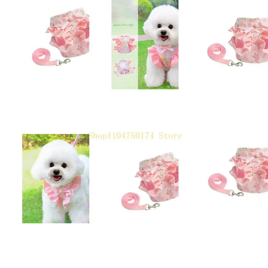 Bowknot Pattern Dog Vest Harness With Adjustable Design Rope Pet Walking Rope Top Sale