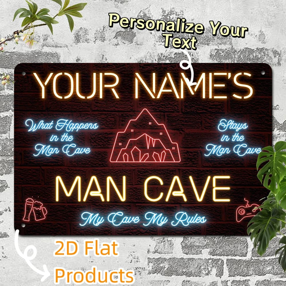 2D FLAT Personalized Custom Name Mountain Outline Beer Mug Game Controller Metal Sign For Man Cave Leisure Wall Hanging Decor
