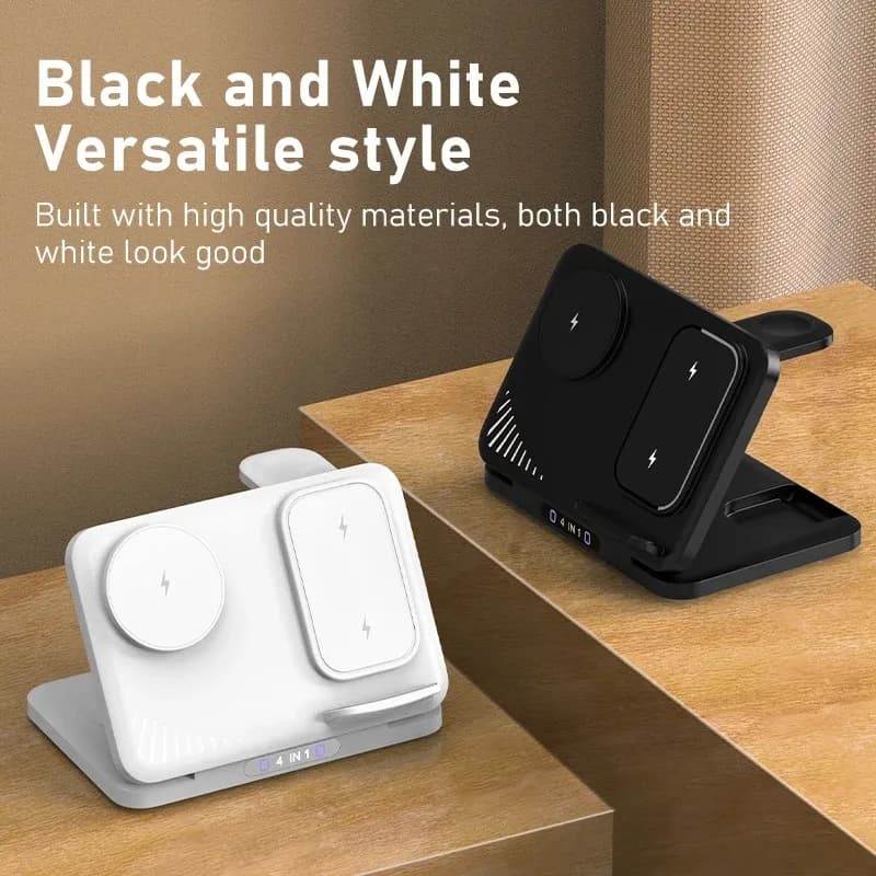 Supporto per caricabatterie wireless pieghevole 3 in 1 per stazione di ricarica rapida multi-dispositivo per telefono, orologio, auricolari, accessorio per casa e ufficio