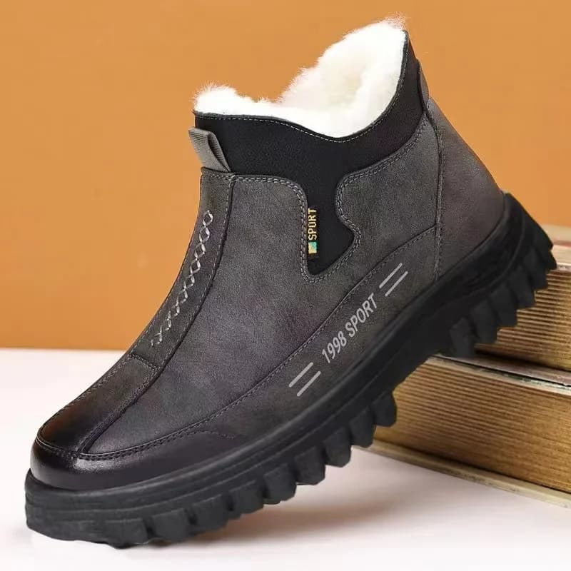 Nuove Scarpe Casual da Uomo Invernali 2026, Calzature Calde in Cotone, Stivali Corti Antiscivolo per Esterni, Scarpe in Pelle e Cotone