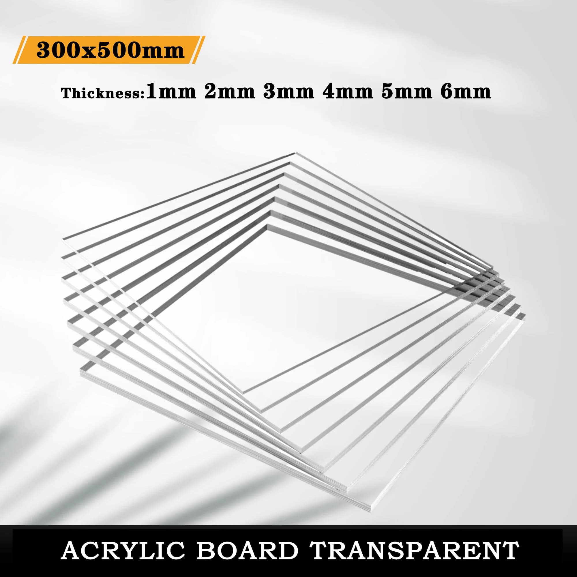 Lastra in Acrilico Trasparente Foglio di Plastica Trasparente 300x500mm Spessore 1mm-6mm per Modellismo Fai-da-te, Lavorazione Cornici e Artigianato