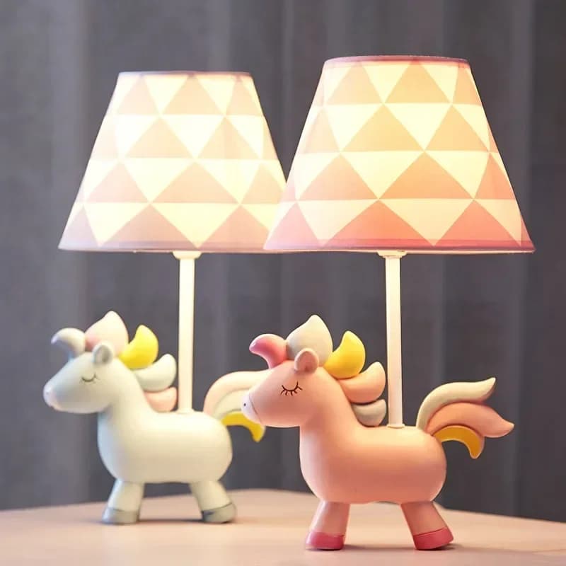 LED Unicorn Table Lamp In Children's Room Desk Lights Nordic Ins Girl Cartoon Bedside Nightlight Room Decor Stand Light Lamparas