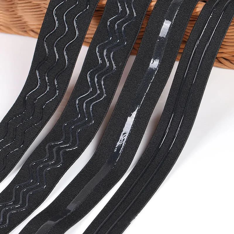 5 metri 20-50mm Nastro elastico antiscivolo Cintura nera in silicone Nastro elasticizzato per indumenti fai da te Biancheria intima Cucito Artigianato Accessori