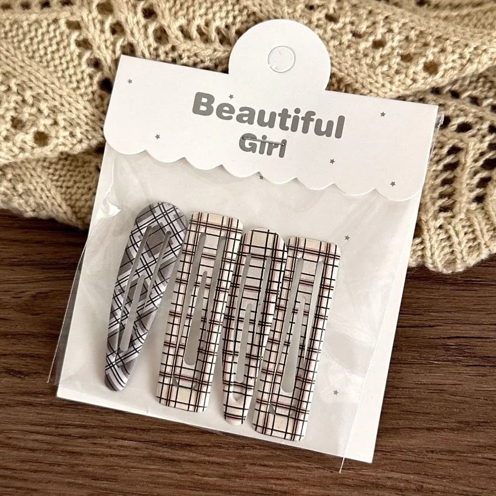 4-Pack Candy Cream Color Children's Hair Clips Square Water Drop Bangs Girls' Hair Accessories Clips Clips Hairpins