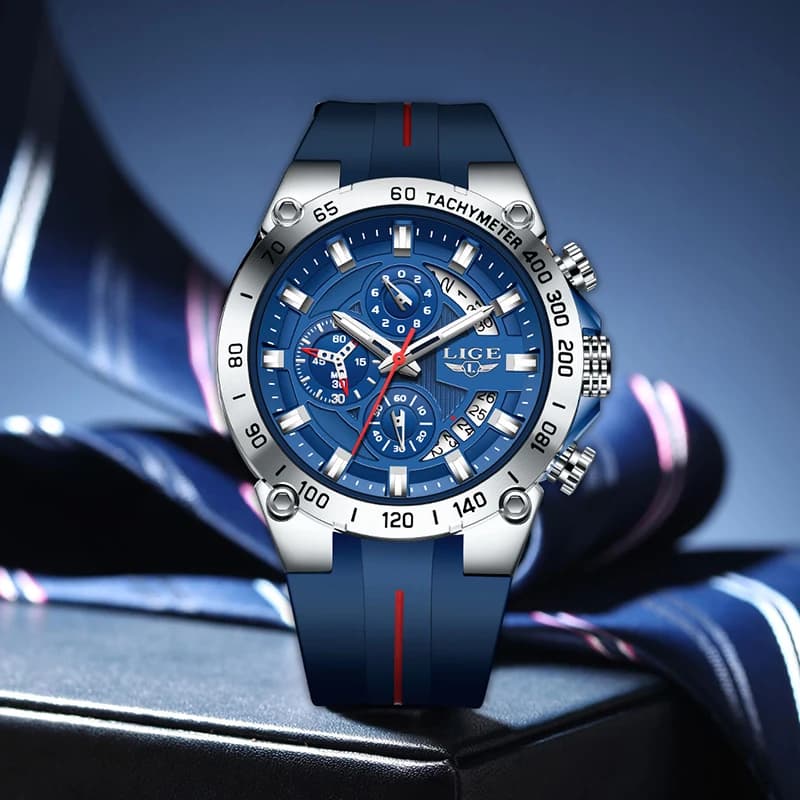 LIGE Casual Sports Big Dial Silicone Quartz Man Watch Fashion Military Wristwatch Auto Date Waterproof Luminous Watches for Mens