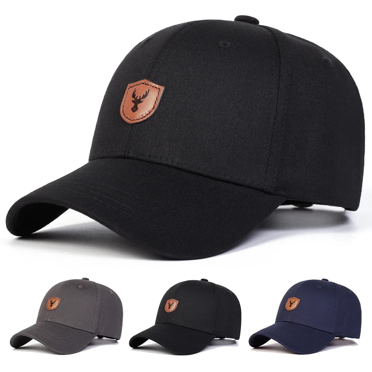 Berretti da baseball con etichetta in pelle di corna unisex Primavera Autunno Cappello per protezione solare per esterni Cappelli da camionista casual regolabili Berretto sportivo