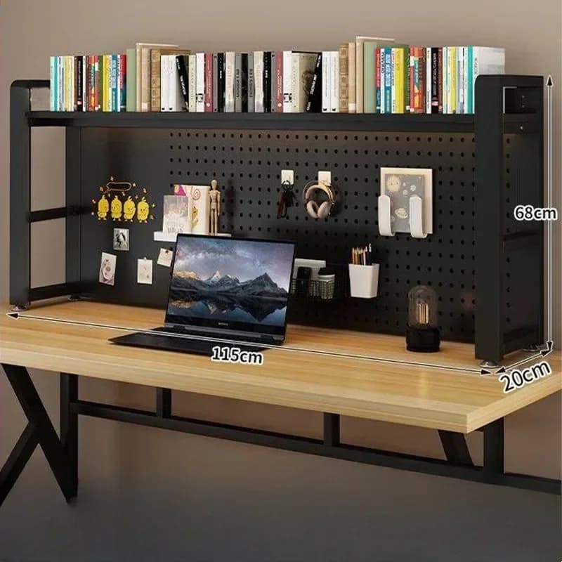Durable Hole Board Shelf Wrought Iron Multi-functional Desktop Layered Storage Display Shelf Desk Desktop Multi-layer Bookshelf