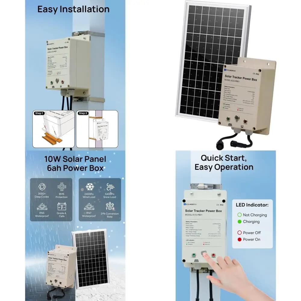 Pannello solare da 10 W con batteria LiFePO4 da 6 Ah 12 V, impermeabile IP65, oltre 3000 cicli, protetto da BMS, ideale per uso esterno