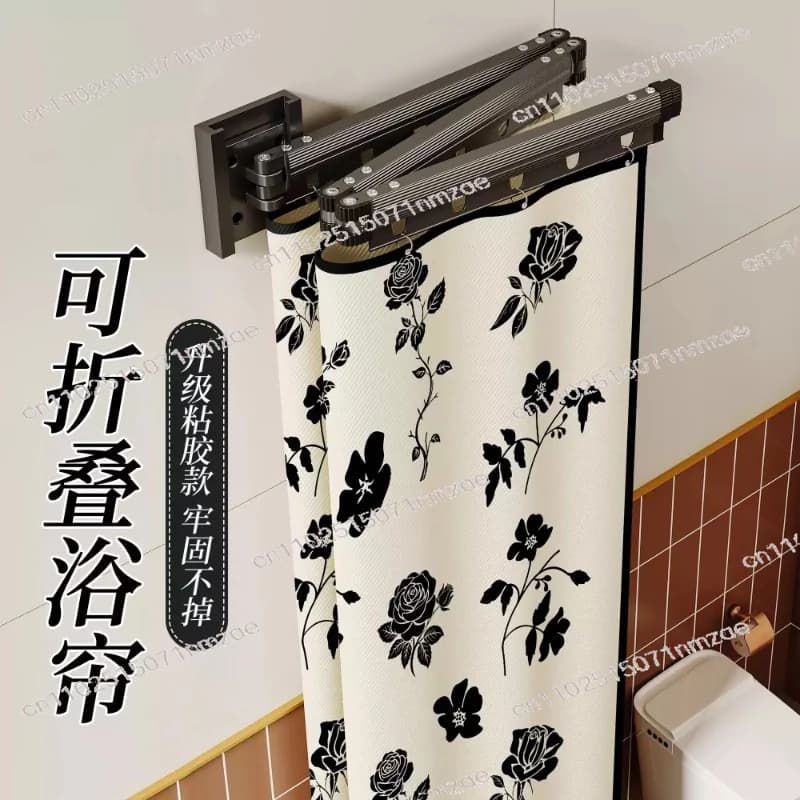 Thickened Warm Shower Water Curtain Foldable Invisible Bathroom Shower Curtain, No Punching, Bathroom Waterproof Partition