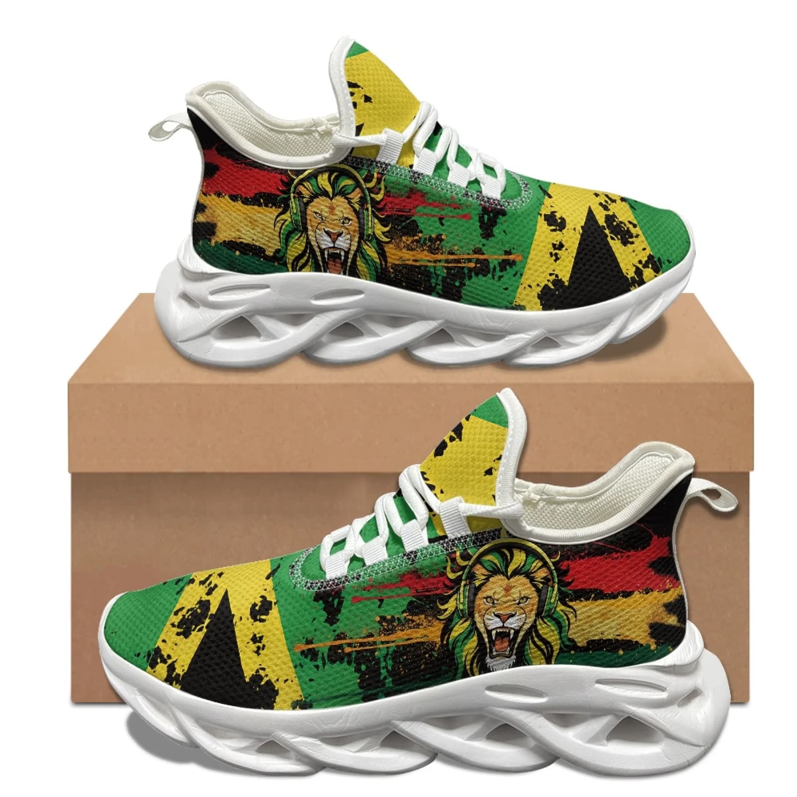 XIXIRIMIDO Blade Running Shoes Women's Lightweight Sneakers Men's Sports Commuter Shoes Comfortable Breathable Soft Jamaica Flag