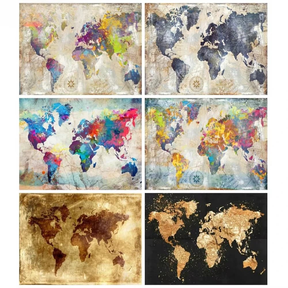 1PC frameless Landscape Diamond Mosaic Map Full Square Round Embroidery Complete Kit Rhinestone Home Decoration