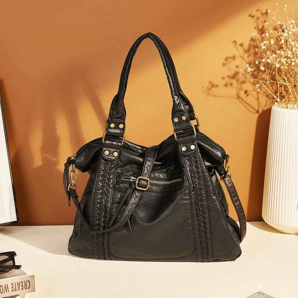 Annmouler Large Capacity Washed Leather Hobo Bags for Women Roomy Handbags with Crossbody Strap Best Gift for Women, for Her