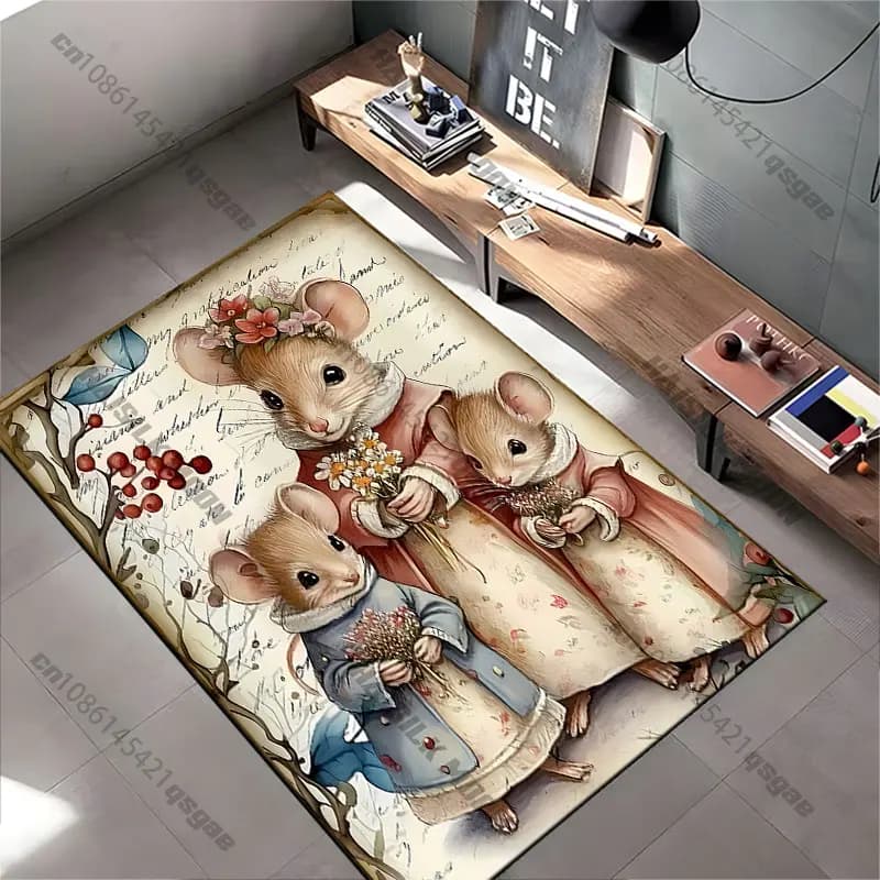 Carpet with pattern of fancy cats that gather, for yoga, decoration living room, baby mat, tirbino, carpet for games