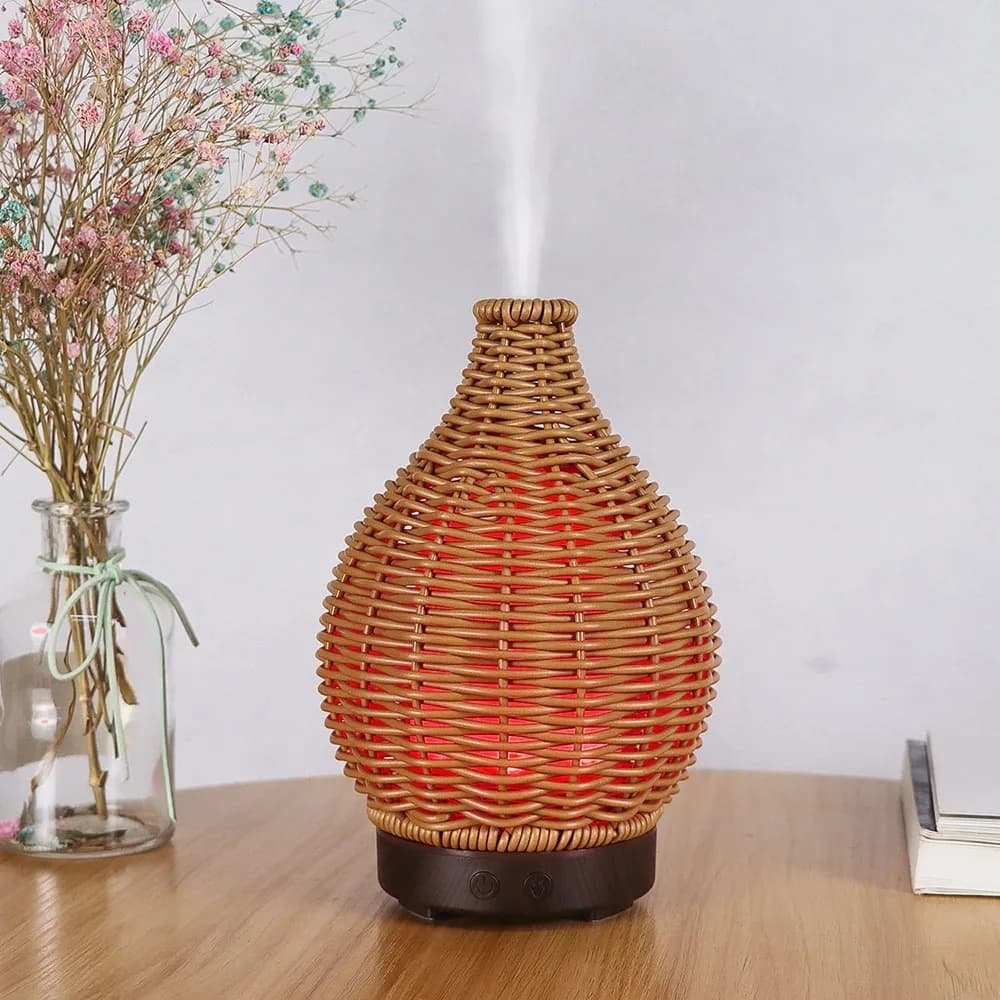 Vaso in tessuto di legno Umidificatore Aromaterapia Vaso per uso domestico Umidificatore ad ultrasuoni Muto Umidificatore colorato Strumento spray