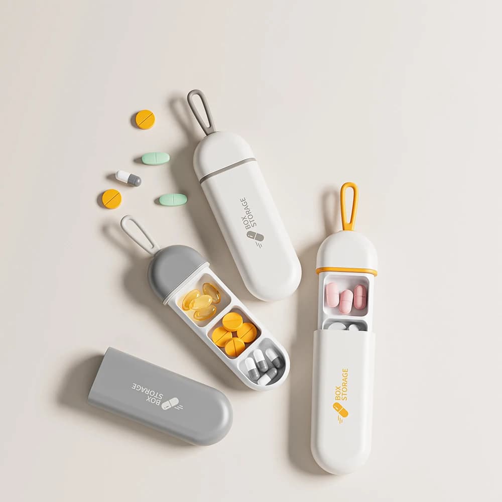 3 Spaces Colorful Portable Medicines Case for Containers for Healthcare Splitter Pills Box for Travel Pills Small Easy To Carry