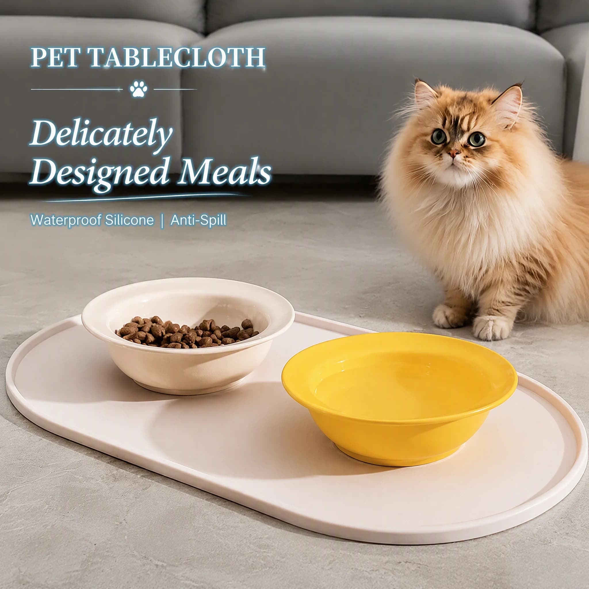 1/2PCS Silicone Pet Feeding Mat Waterproof Non‑Slip Dog Cat Food Bowl Mat Easy To Clean Pet Feeder Pad for Puppy Cat Food Bowl