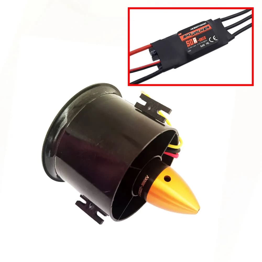 Ventola per condotto EDF a 6 pale da 70 mm con motore 3000KV senza spazzole con ESC 50A per parti del modello di aereo RC