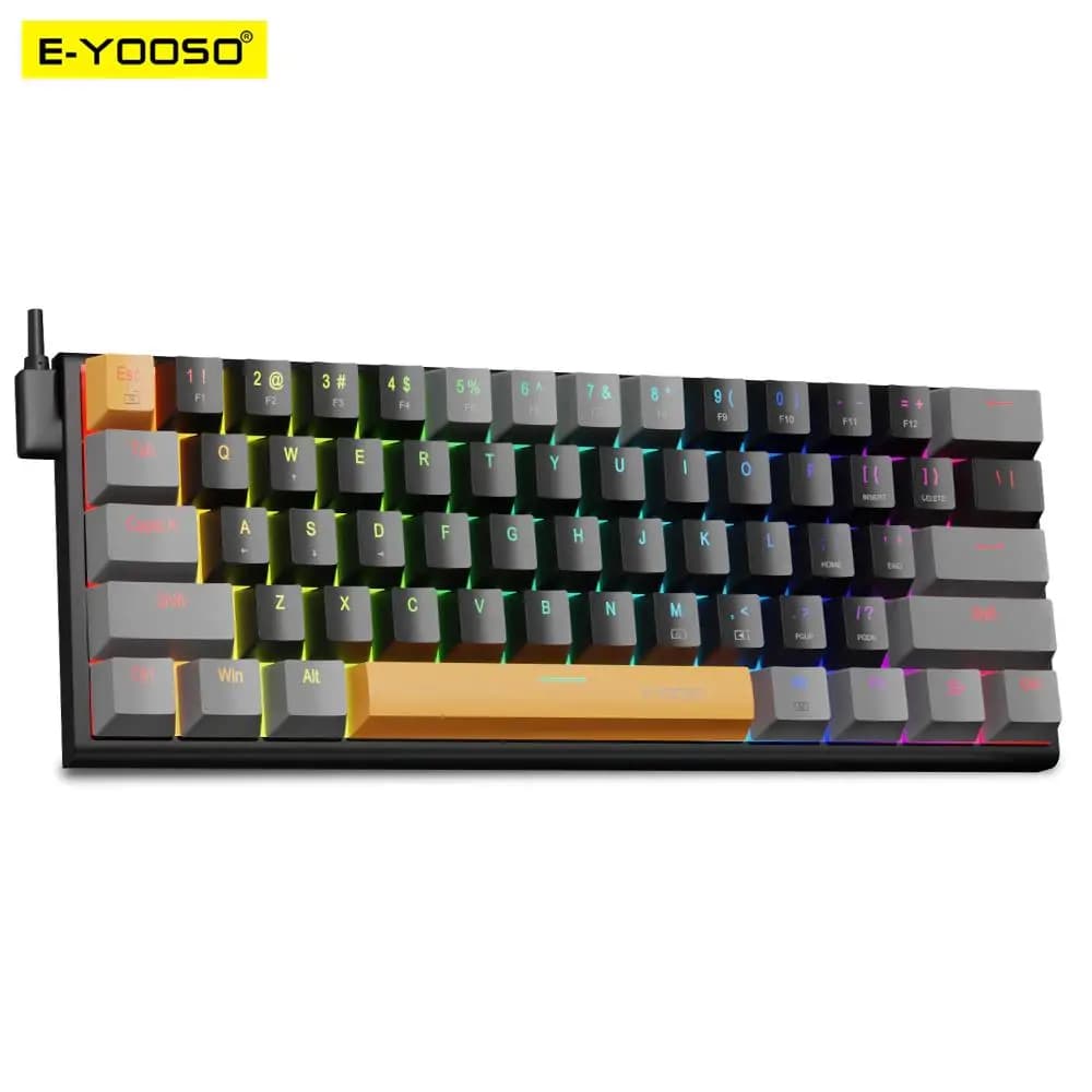 E-YOOSO Z11 RGB USB 60% Mini Tastiera Da Gioco Meccanica Blu Rosso Interruttore 61 Tasti Wired cavo staccabile, portatile per i viaggi PC