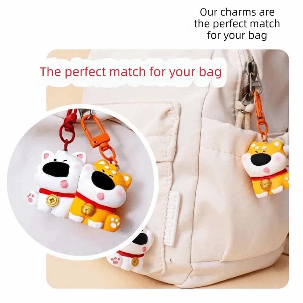 2 pcs Funny Resin Couple Keychains Alloy Dog Magnetic Animal Pendants Bear Panda Backpack Key Ring Valentine's Day Gift