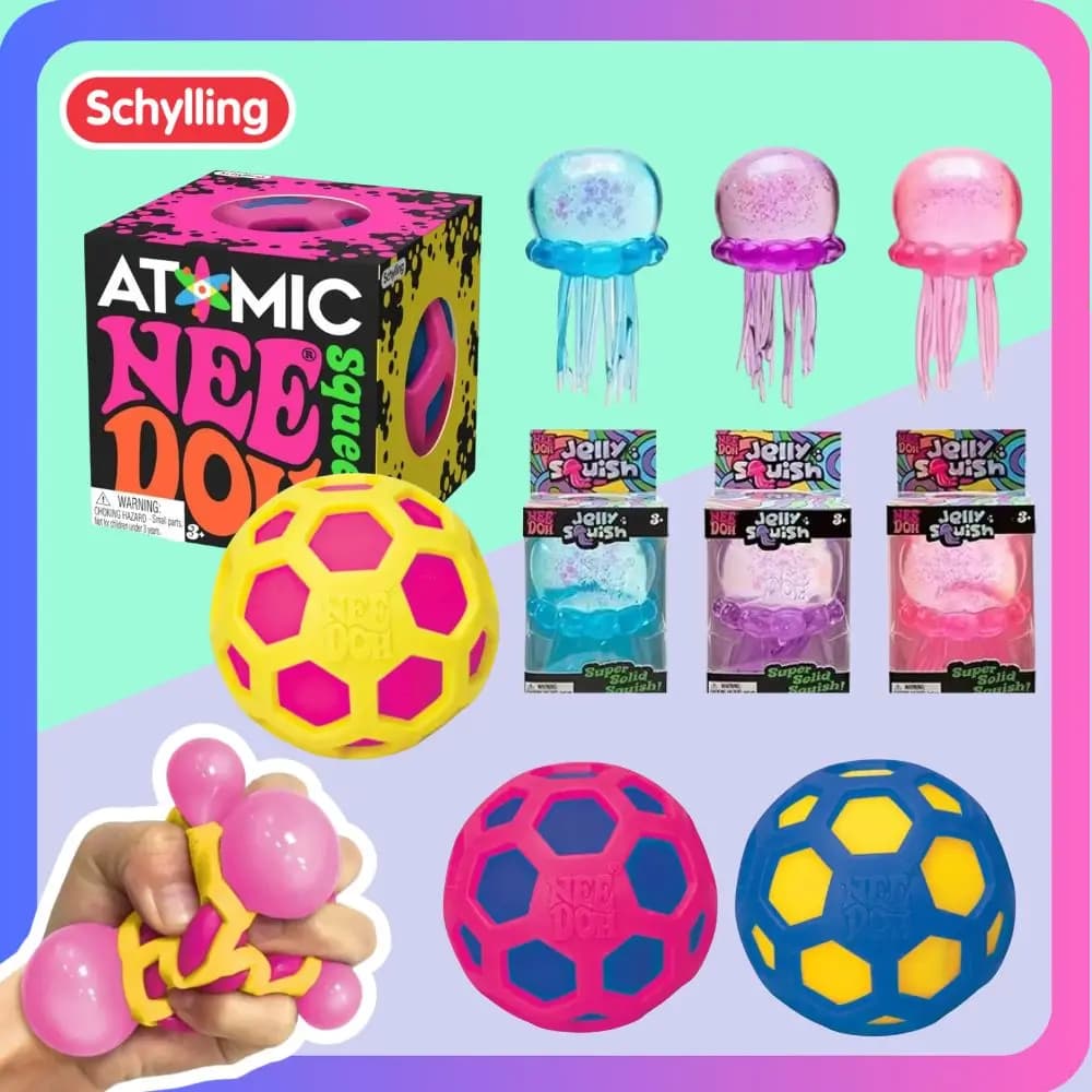 Schylling Needoh Fuzz Ball Jellyfish Squishy Blind Box Colore Casuale Morbido Giocattolo Antistress Carino Rilassante Sensoriale da Spremere