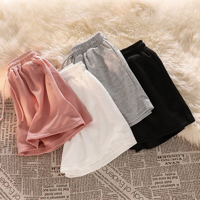 Women's casual high waist shorts Wide leg summer shorts Comfortable and light Korean style sports shorts