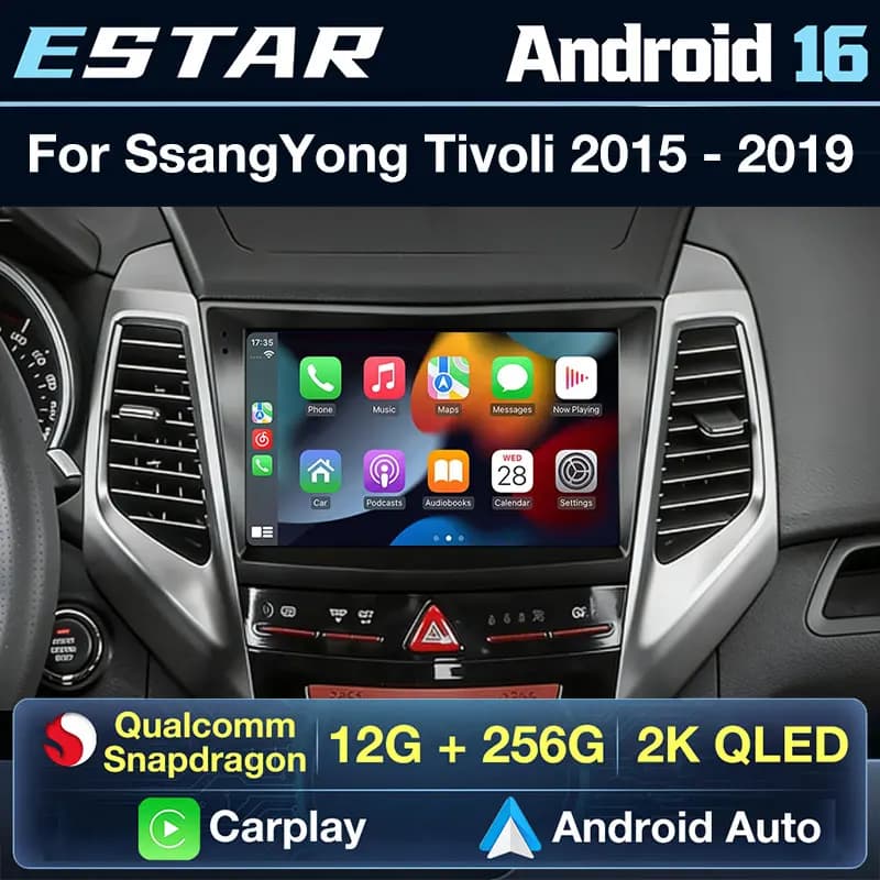 Carplay Wireless Android 16 per SsangYong Tivoli 2015 - 2019 Autoradio WIFI Telecamera 360 Multimedia BT 4G LTE Stereo QLED RDS DSP