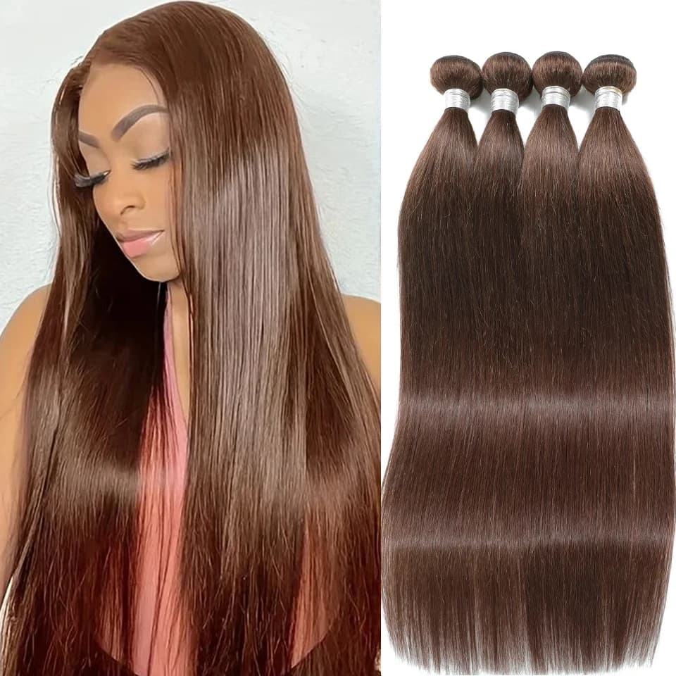 Monocolor # Extension of Human Hair Straight Brown Chocolate, 2/3/4 Selectable Fascism, Human Hair Grezzi Peruviani