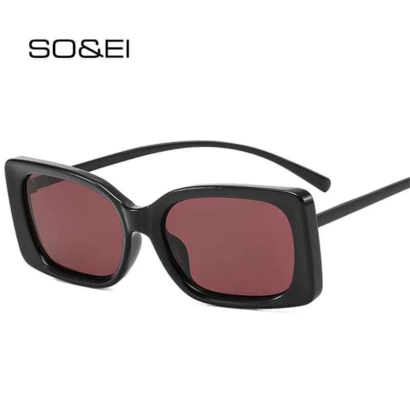 SO&EI Vintage Square Men Sunglasses Fashion Clear Gradient Shades UV400 Women Trending Blue Green Sun Glasses