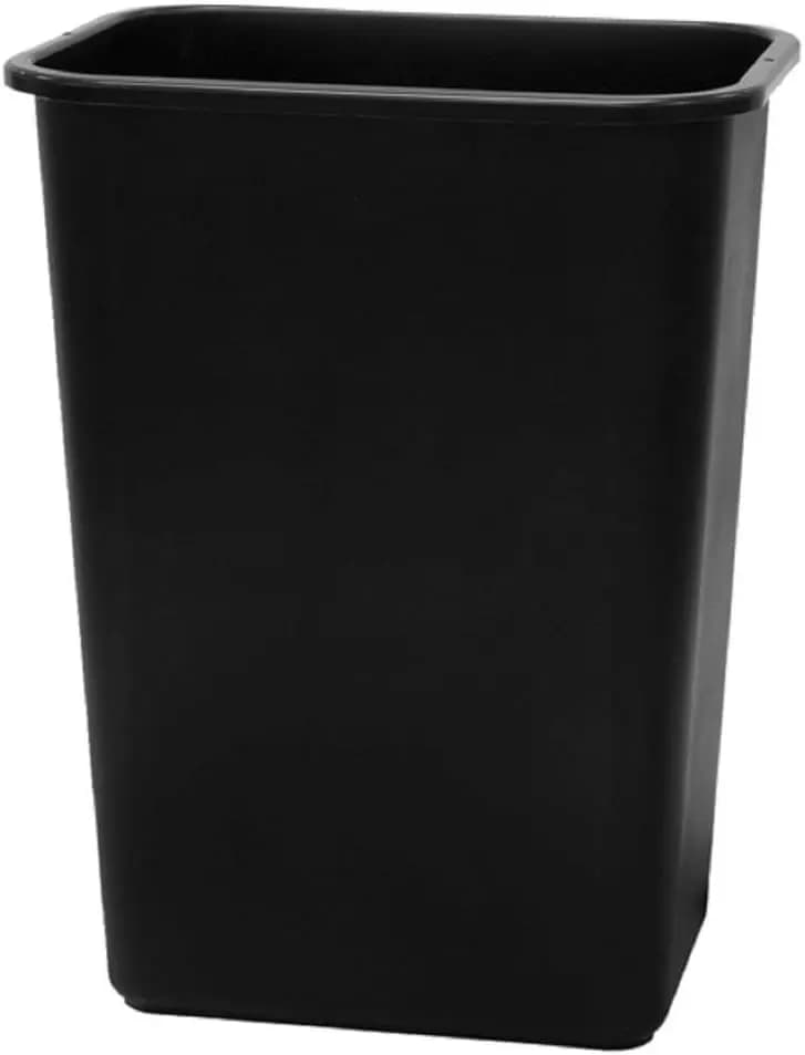 Black Plastic 41 Quart Wastebasket for Office Desk, 10.25 Gallon Trash Can with Rimmed Edge