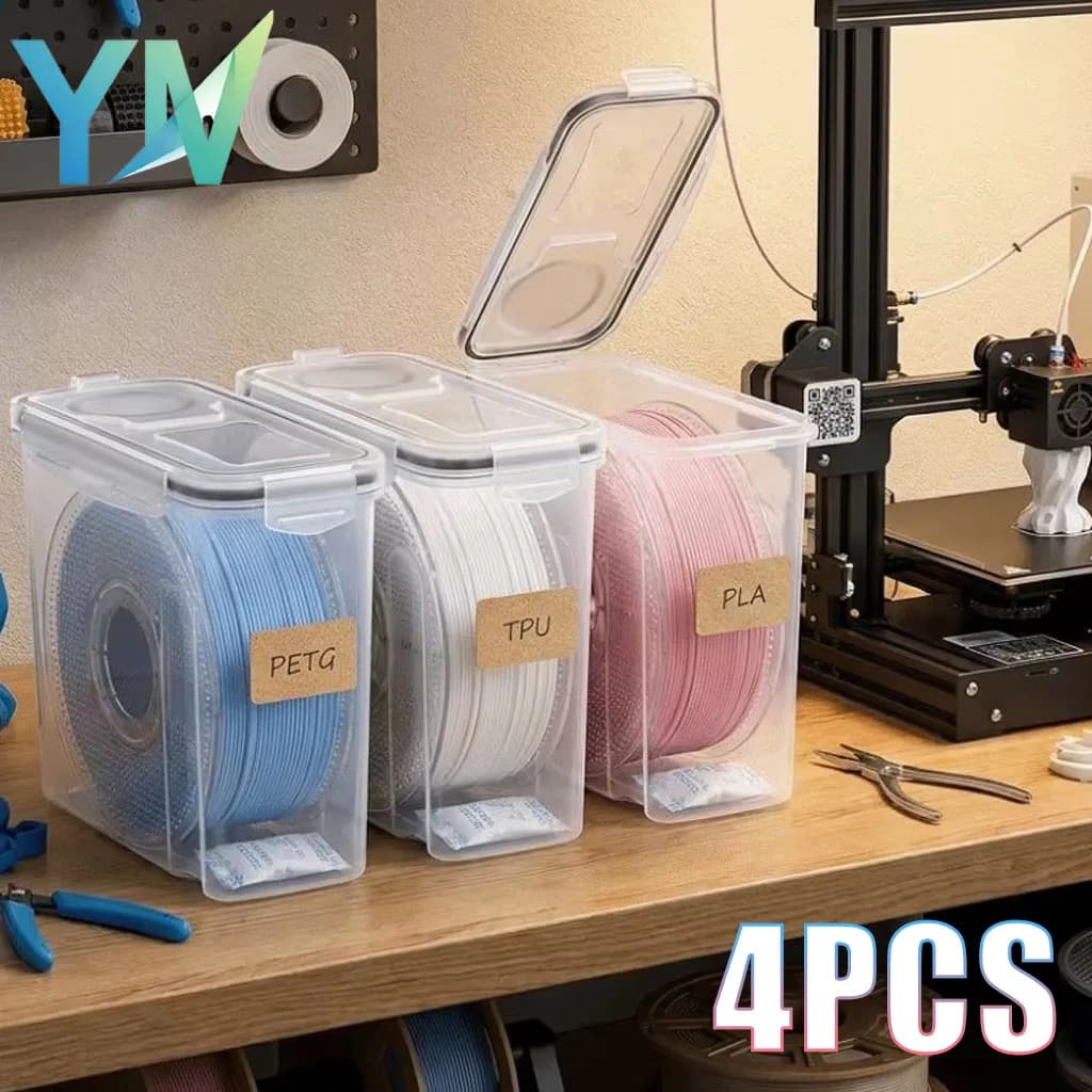 4pcs 3D Printer Filament Dry Box Sealed Dustproof Moisture Proof Storage Container for PLA ABS PETG Universal Spool Holder