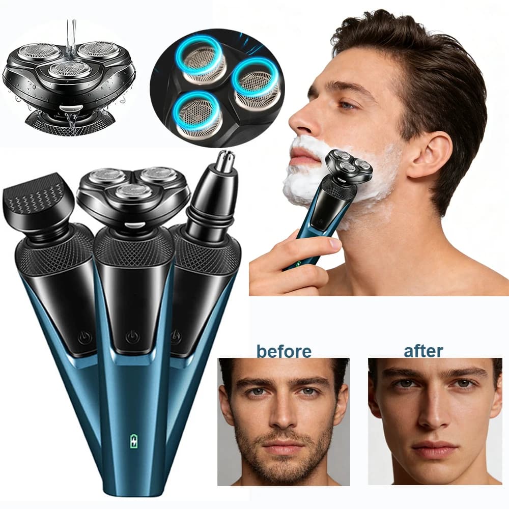Electric Razor for Man, Portable Barbary Machine with Floating Head, Waterproof, Automatic Mini Rulebarba Rechargeable
