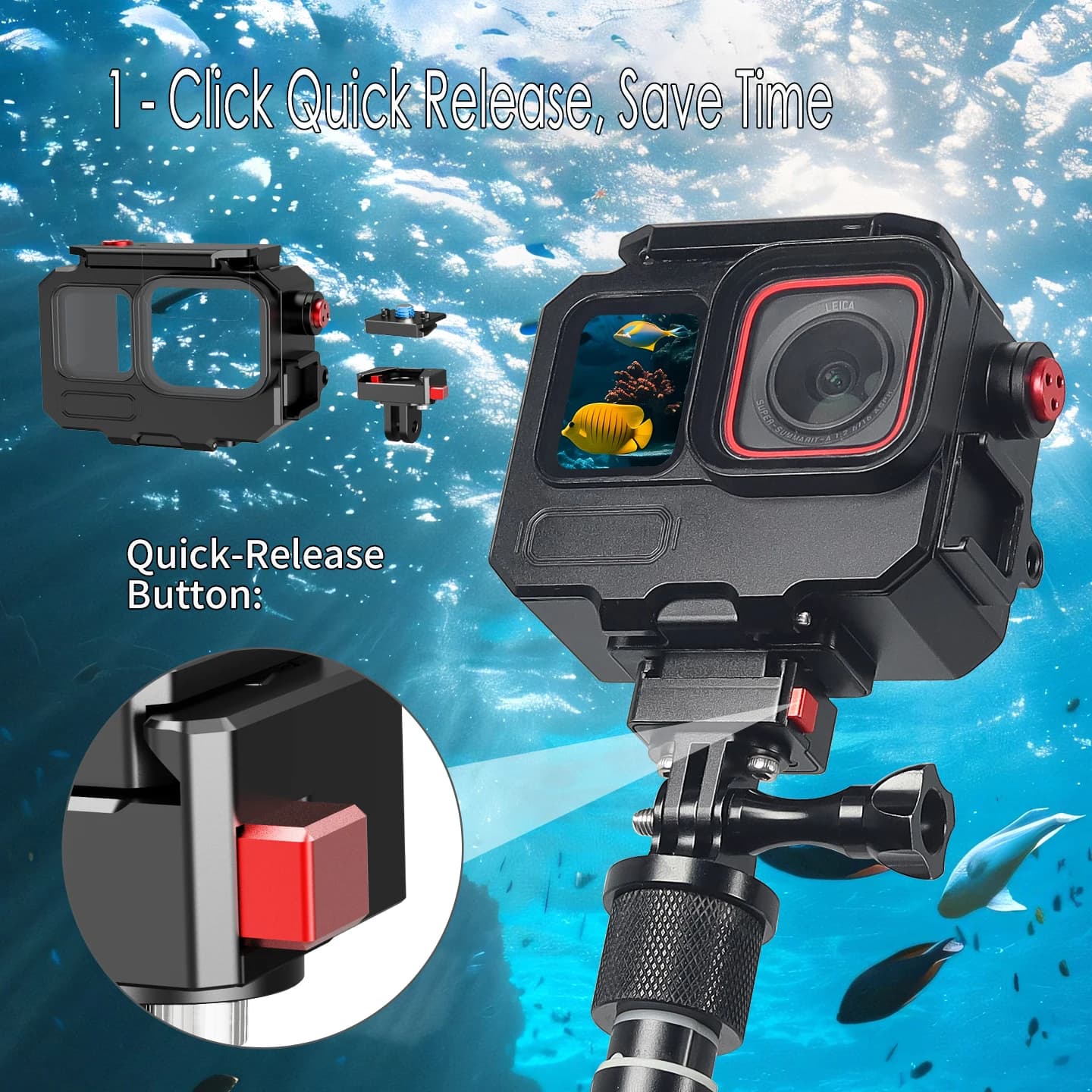 AcePro2 Diving 80M Underwater Protective Case Metal Sand Rig for Insta360 Ace Pro Case Cover Frame Quick Release Camera