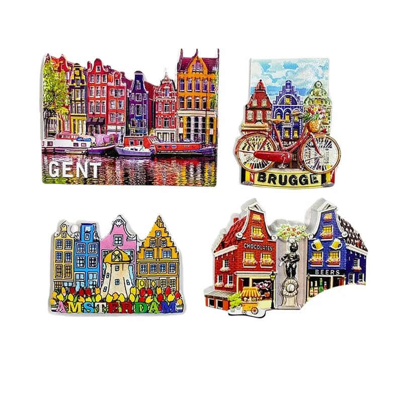 Ghent, Belgio arcobaleno vista stradale frigorifero piastrella merce decorazione della casa porta souvenir di viaggio dipinti in 3d