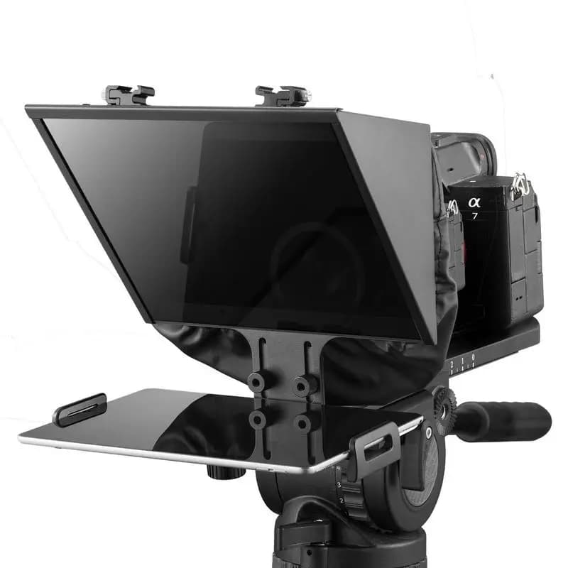 Teleprompter, 33.02cm aluminum, floor-standing with adjustable angle spectrometer, remote control, for YouTube, Twitch, Zoom, supports DSLR/webcam/smartphone, for video recording/live streaming