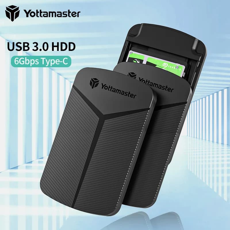 Custodia per HDD da 2,5 pollici Yottamaster USB3.0 5 Gbps UASP Custodia per HDD di archiviazione esterna Spessore di supporto 7-9.5MM HDD da 4 TB per PC portatile