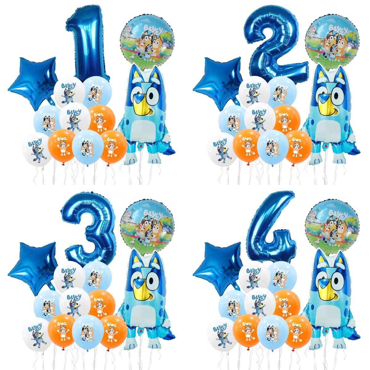 13 pezzi di decorazioni per feste di compleanno Bluey, set di palloncini in pellicola di alluminio a forma di cane blu, accessori per foto, regalo di compleanno per bambini, baby shower