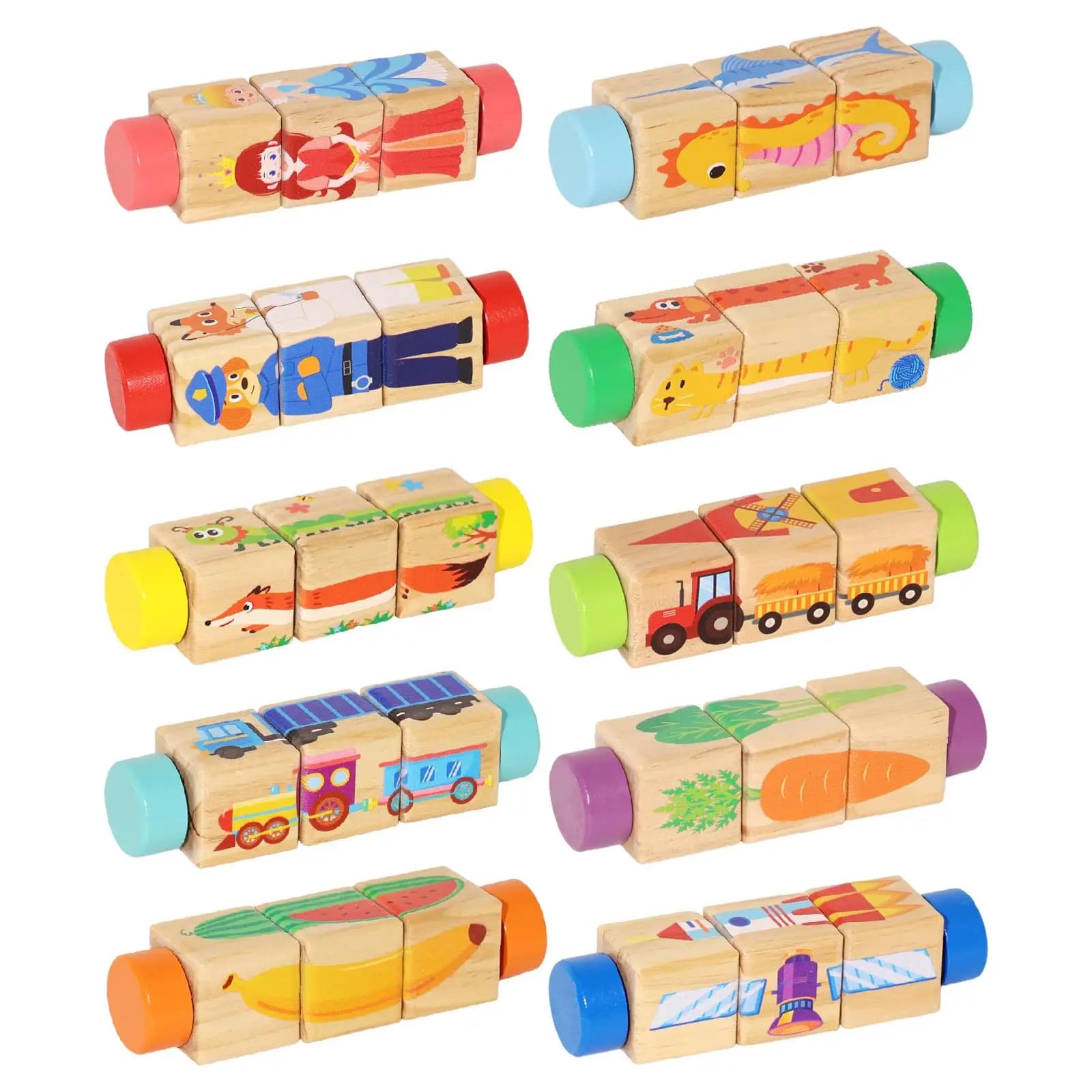 Puzzle Rotante in Legno, Gioco Interattivo per lo Sviluppo Mentale, Educazione Precoce, Giocattoli Educativi per Bambini e Bambine, Unisex, Prescolare