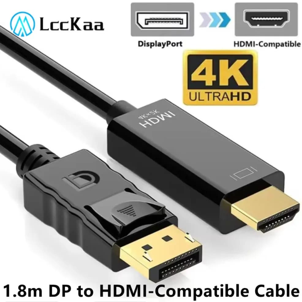 Compatible Adapter from DisplayPort to HDMI 4K * 2K DP Converter to HDMI 1080P 1.8m Cable for Portable Desktop TV Monitor Projector