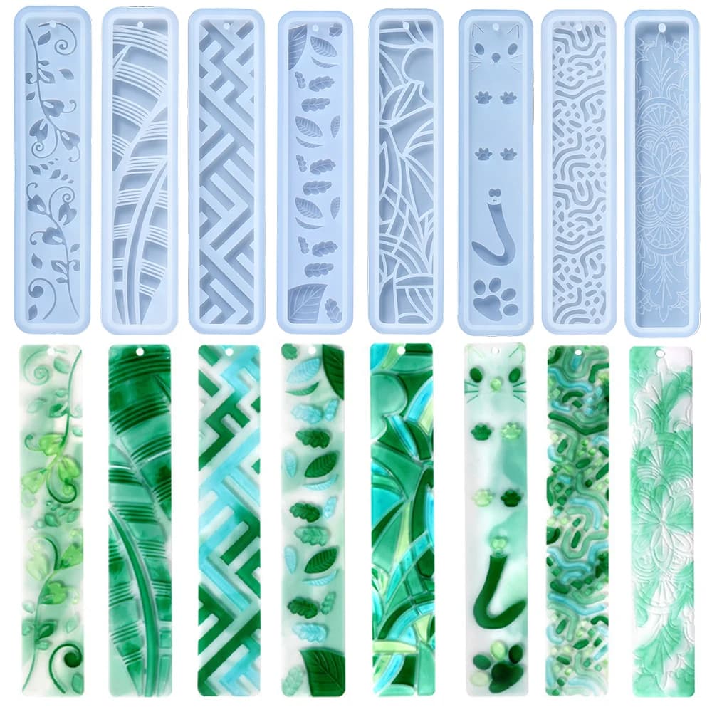 Foglie segnalibro stampo in Silicone rettangolo segnalibro stampi per colata in resina epossidica per strumenti di creazione di artigianato in resina epossidica fai da te