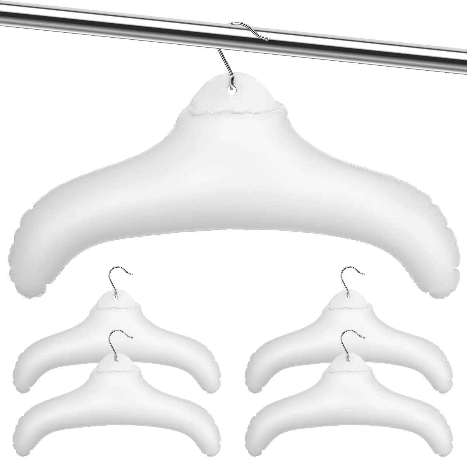Set di 5 Appendiabiti Gonfiabili Pieghevoli da Viaggio, Stendibiancheria Portatile in PVC, Organizzatore Multiuso per Palestra e Abbigliamento