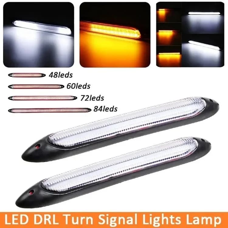 2x Luci Diurne a LED per Auto con Indicatore di Direzione Giallo Sequenziale e Luce Bianca Impermeabile Universale