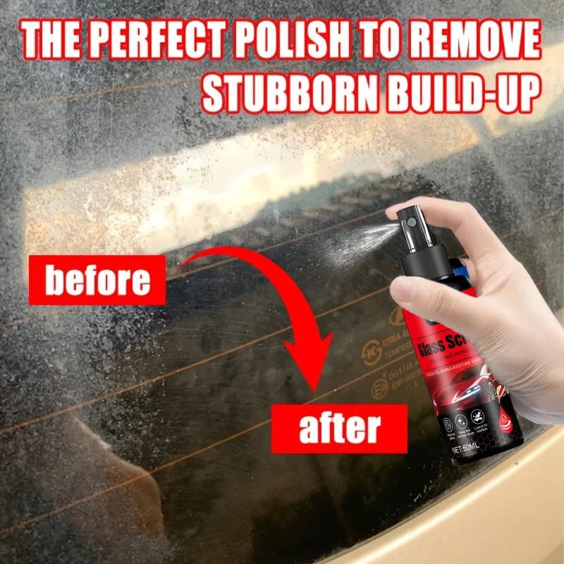 Car Glass Oil Film Polishing Spray for Restoring Clear Clarity on Cars Bathrooms Mirrors - Drip Improvement Auto Care Product