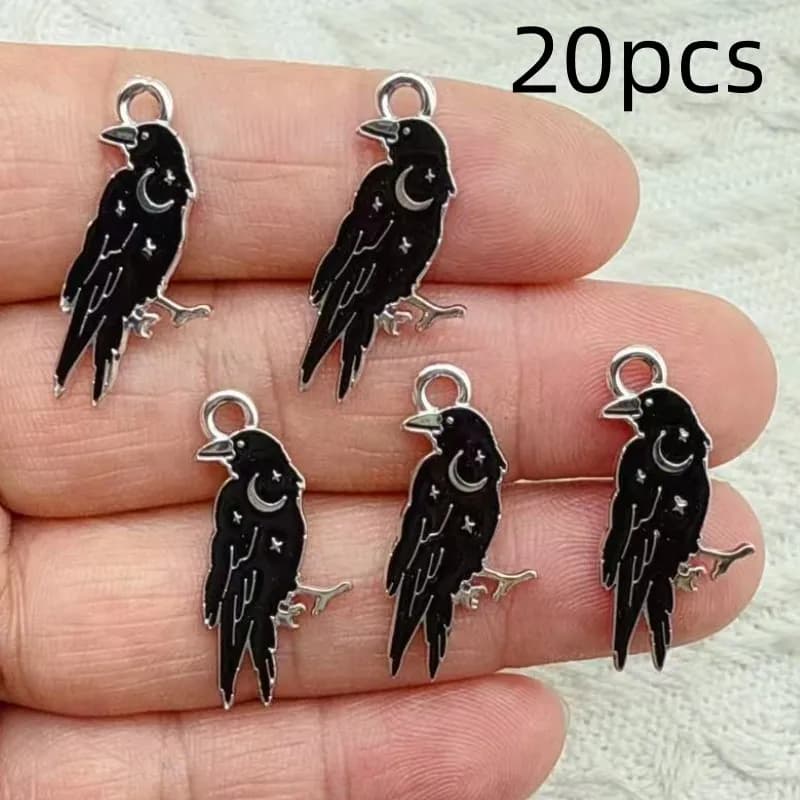 10Pcs Gothic Style Moon Skull Crow Enamel Charms For DIY Jewelry Making Earring Necklace Bracelet Keychain Pendants Accessories