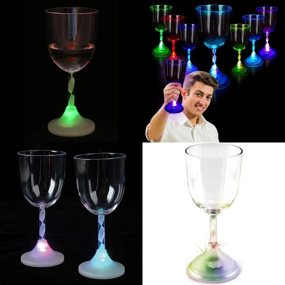 Set di 24 Bicchieri da Vino LED Illuminati in Acrilico da 9 oz per Feste e Decorazioni da Bar