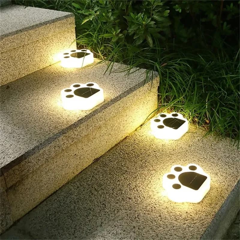LED Solar Garden Light Outdoor Waterproof Garden Decoration Dog Cat Animal Paw Print Lights Path Lawn Lamp String pats Light